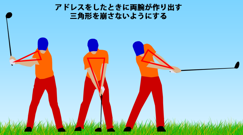 ゴルフスイングで脇が締まる方法 腕の三角形を保つ ゴルフは哲学